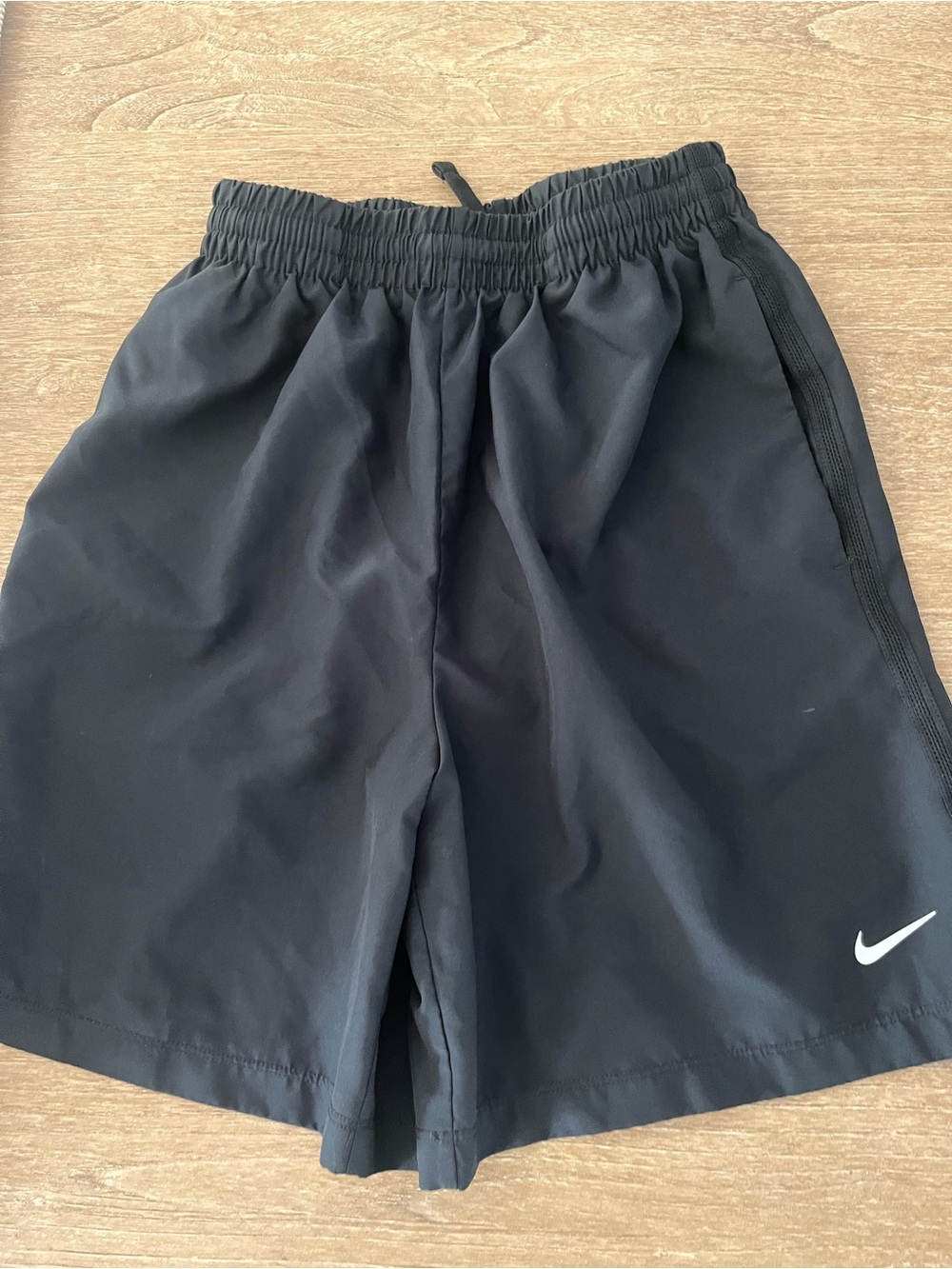 Nike Men’s Black Athletic Shorts with White Swoosh